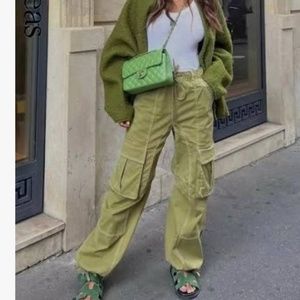 TRF CARGO TOPSTITCHED TROUSERS SIZE 6